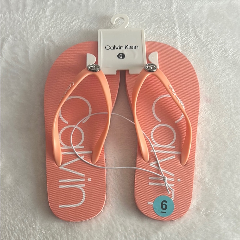 Calvin Klein Orange Sandals with Transparent Straps